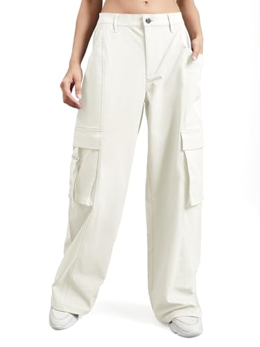Image of GO COLORS Mostlysane Collection Polyester Cargo Pant for Women | Lightweight, Mid Rise, 4 Pockets