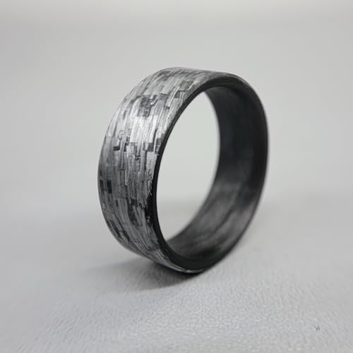 Handmade Ring Band - Men's or Women's Silver Texalium Ring with Carbon Fiber Interior, Matte Finish, Durable, Scratch Resistant, Waterproof, Sizes 4-16, Custom Band Widths2