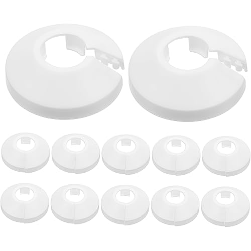 Solihigh 12 PCS Plastic Radiator Pipe Covers White Pipe Collars for 15mm Diameter Tubes Decorative Trunking Sleeves