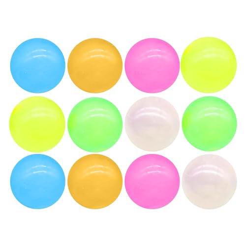Pelota Adhesiva Para Niños | Pelotas Anti Estrés Que Brillan En La Oscuridad 12 Unidades | Juguetes Apretables Para Fiesta En La Playa Cumpleaños Actividades Exteriores | Niña Niño Niños Adultos