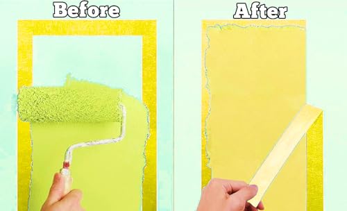 Image of 2 Pack Yellow Painters Tape - Masking Tape 1 Inch Wide - Multi-Surface, Smart Adhesion, Indoor & Outdoor - 180FT Total - Paint Tape for DIY, Labeling, Art, Car, General Purpose (#3910)