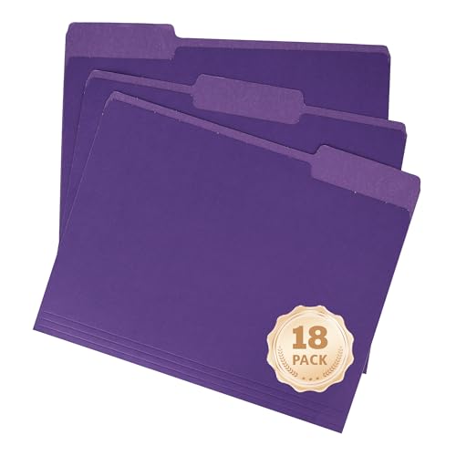 pmybupo 18 Pack Purple File Folders 8.5x11 Inch,1/3 Cut Tab File Folders Letter Size,Office Folders for Document