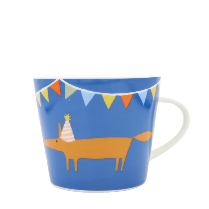 Keith Brymer Jones Collaboration Range - Scion Living 10th Ann. Ceramic Mug - Mr Fox Party Hat - Denim - 350ml