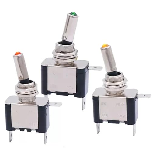 Interruptores basculantes SPST 12V 20A con luz LED amarilla y cubierta de seguridad para coche 7