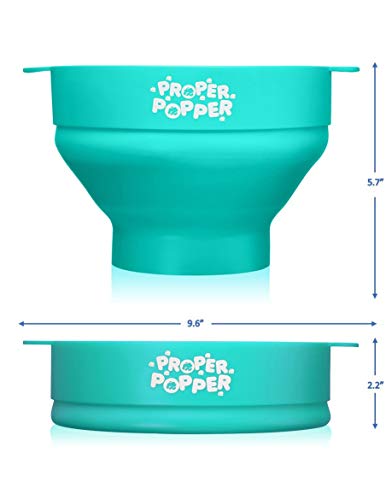 Image of The Original Proper Popper Microwave Popcorn Popper, Silicone Popcorn Maker, Collapsible Bowl BPA Free & Dishwasher Safe - (Aqua)