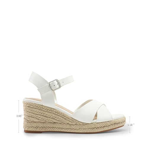 DREAM PAIRS DREAM PAIRS Espadrille Dressy Wedge Sandals, Women's Platform Sandals Casual Summer, Comfortable High Heeled Wedges with Adjustable Buckle,Size 7,White-Pu,SDPW2408W