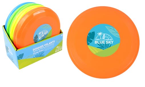 BLUE SKY - Packung mit 12 Flugplatten / Frisbee - Outdoor-Spiel - 047903PA - Zufällige Farbe - Kunststoff - Spielzeug für Kinder Erwachsene - Outdoor-Spiel - Frisbee - Ab 3 Jahren