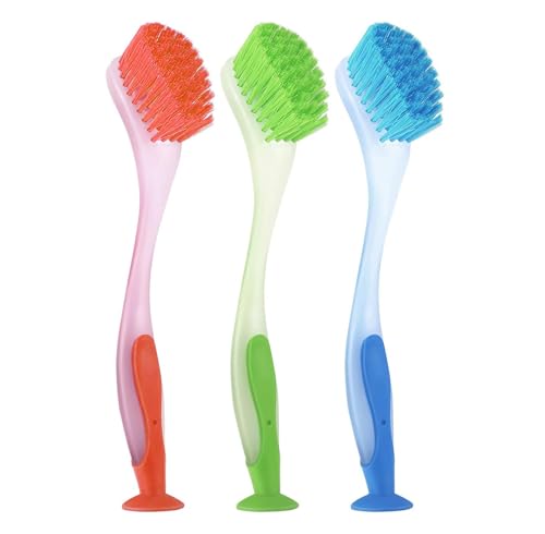 Generic 3-Piece Plastic Dish Cleaning Brush Set | Kitchen Sink Brushes for Cleaning Dishes, Pans, and Pots | Scrubbing Brush with Durable Bristles
