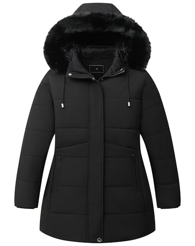 Pefflarge Women's Plus Size Winter Coat Waterproof warm Down Coat Detachable Hooded Parka Jacket