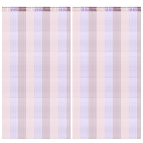 BEIMEIII 2 cortinas de hilos para puerta de terraza, 100 x 200 cm, opacas, para puerta de balcón, terraza, color lila, multicolor, para comedor, dormitorio, boda