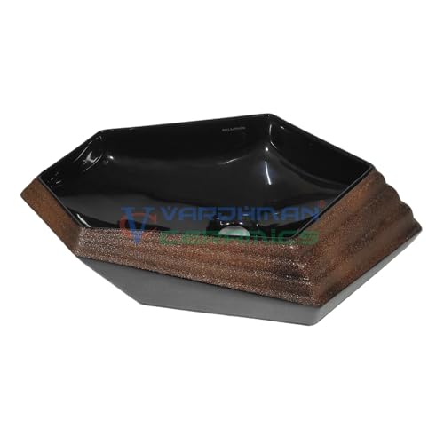 Image of Designer Wash Basin Table Top Over Counter Vessel Sink Glossy Finish White Sink for Bathroom (22 x 15 x 5.5 Inch)