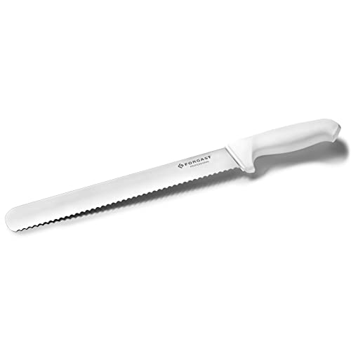 Forgast, Coltelli da Cucina Professionale, Coltello Pane Torte, Coltello Pasticceria, Lunghezza 30 cm, Coltelli da Tavola, Coltello da Chef, Lavabile in Lavastoviglie, Bianco