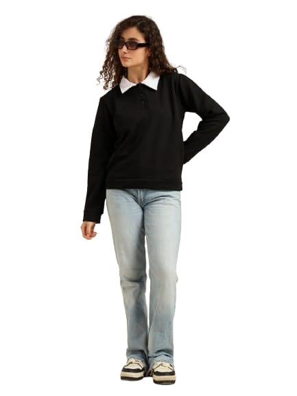 Classic Collared Rust Brown Sweater with White Trim, Casual Long Sleeve Pullover