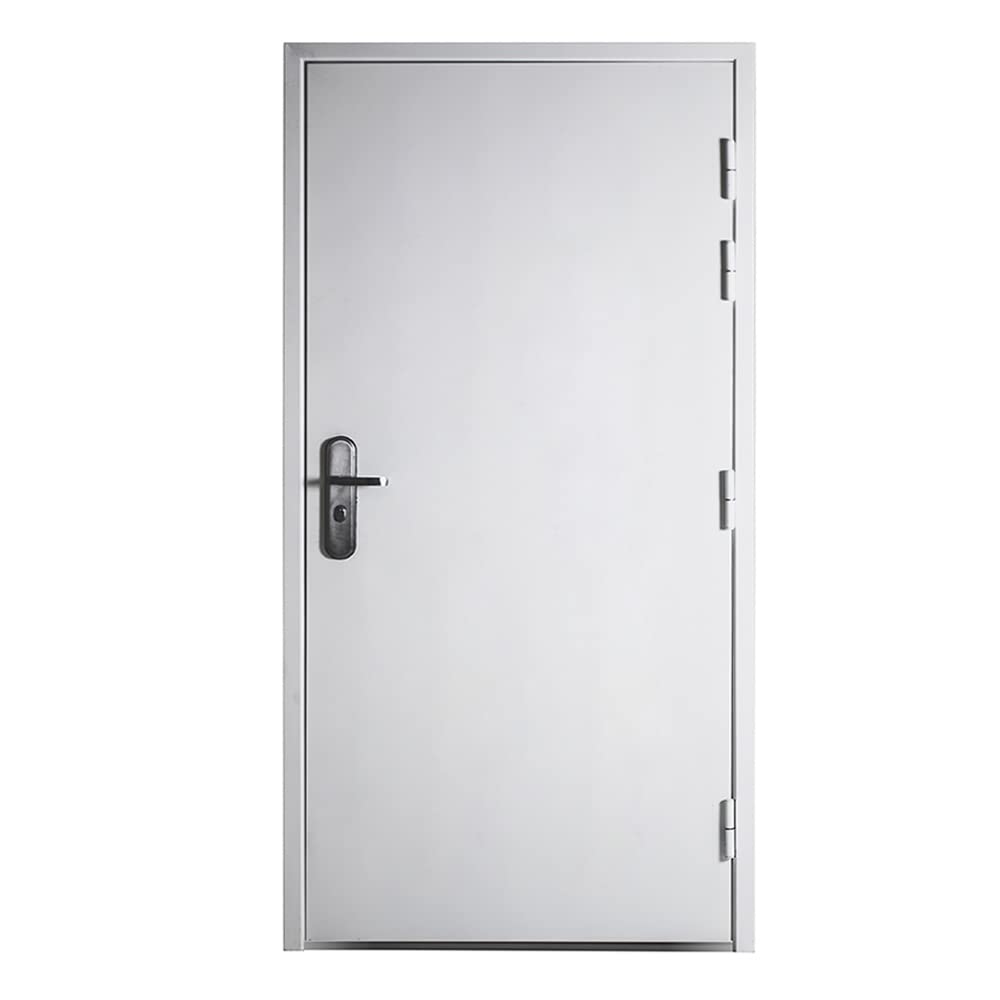 VIZ-PRO Quick Mount Steel Security Door with Frame and Hardware, Flat White Right Side-Hinged Inward