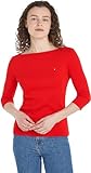 tommy hilfiger new cody slim boat-nk 3/4slv ww0ww40589 top in maglia a maniche corte, rosso (fierce red), s donna