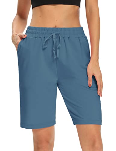 Dibaolong Womens Yoga Shorts Loose Comfy Drawstring Lounge Bermuda Shorts With 3 Pockets Baby Blue M #TOP1