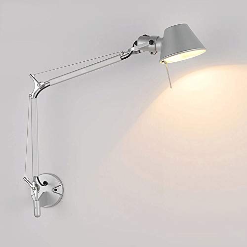 25cm+ 25cm Teleskop-Wandleuchte Helle Modern Minimalist faltbare Wandleuchte Kreativ Restaurant Schlafzimmer Nachttischlampe Aisle Metall Lange Arme Verstellbare Wandleuchte for Bar-Café-Dekor Silber) Cover