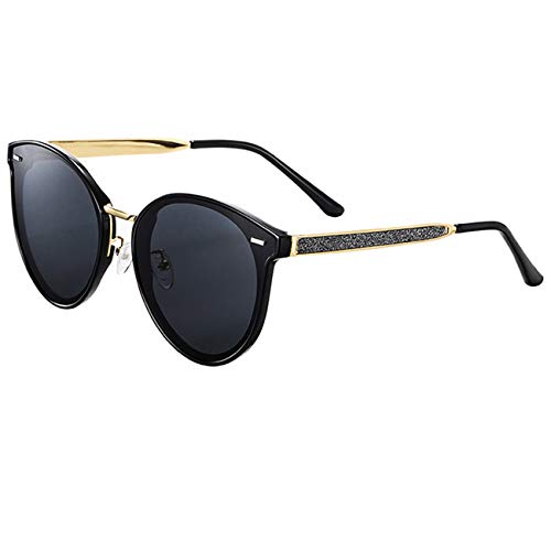 MAXJULI Oversized Polarized Sunglasses for Women,Round Classic Fashion UV400 Protection (Black)