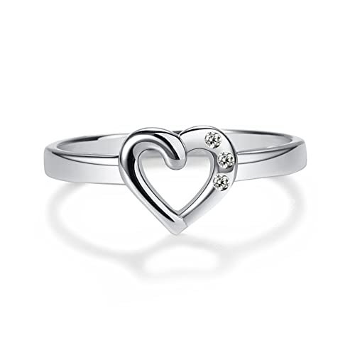 Precious Pieces Sterling Silver Baby Ring with Heart and April CZ Simulated Birthstone