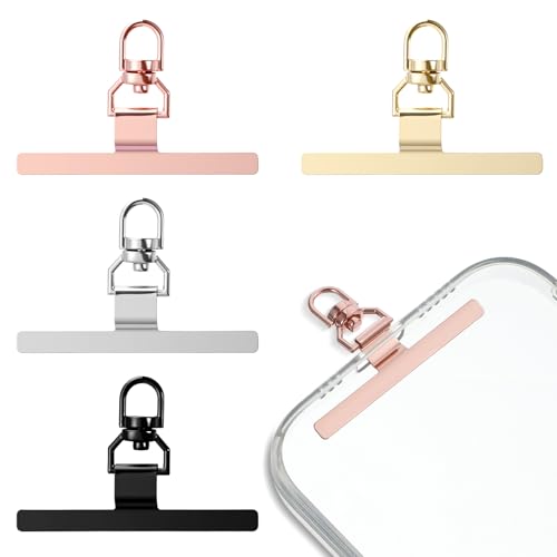 Yolev 4Pcs Phone Tether Tab Universal Phone Lanyard Tab Stainless Steel Phone Tab for Lanyard for Most Smartphones (4 Colors)