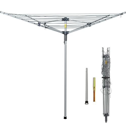 JS HANGER Collapsible 4-arm Rotary Outdoor Umbrella Drying Rack Metal Clothes Dryer Clothesline with 131ft Drying Space by JS HANGER - Used condition - US$55.19