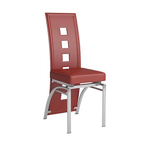 Coaster Set of 2 Los Feliz Dining Chairs, Red and Silver