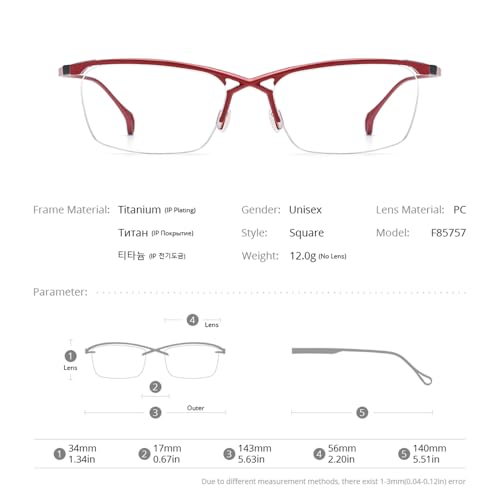 Image of FONEX Pure Titanium Glasses Frame Men Semi Rimless Square Eyeglasses Eyewear DTX416