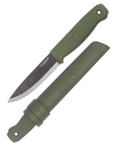 Condor Tool & Knife Terrasaur Bushcraft Knife - 1095 High Carbon Steel - Fixed Blade Knives with Scandi Edge - High Impact Polypropylene Sheath - 3mmThick - 4.2in Blade - 7.1oz