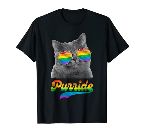 Cute Cat LGBT Rainbow Flag Kitten Gay Pride Maglietta