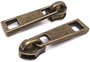 Goyunwell #5 Zipper Pulls Metal Antique Bronze for Nylon Coil Zippers 40pcs Brass Zipper Head Zipper Pull Zipper Sliders for Purse and Bag Bulk
