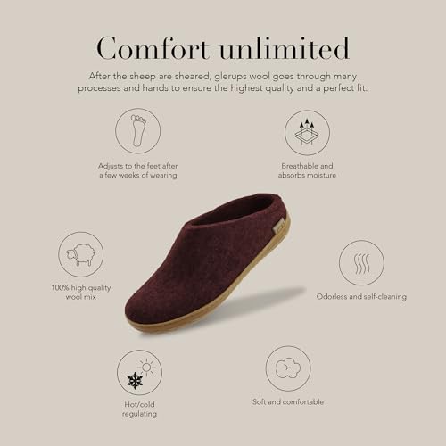 Image of Glerups 100% quality wool mix Slipper with rubber sole - Unisex Slip-on