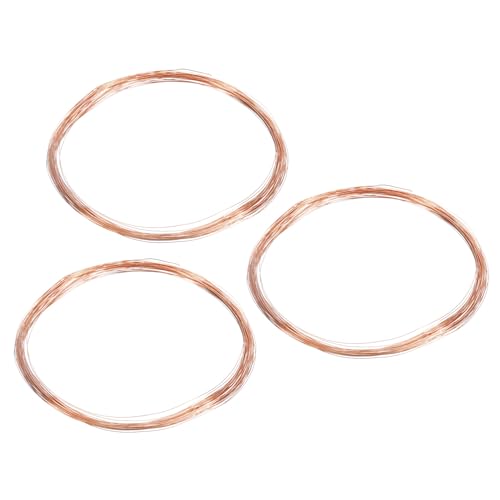 PATIKIL 32.8 Feet Solid Bare Copper Wire, 3Pcs 30 Gauge 99.9% Pure Copper Wire 0.25mm Soft Beading Wire Metal Plant Stem Ties for Jewelry Craft (10m)