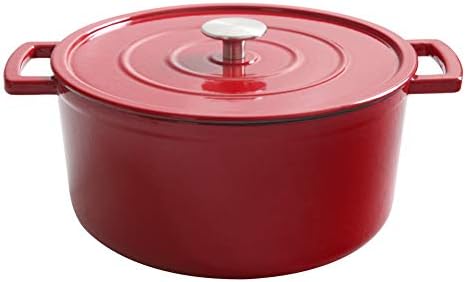 Enameled Cast-Iron Dutch Oven Casserole Dish 6-Quart, Red, New Design 2019, Edging Cookware