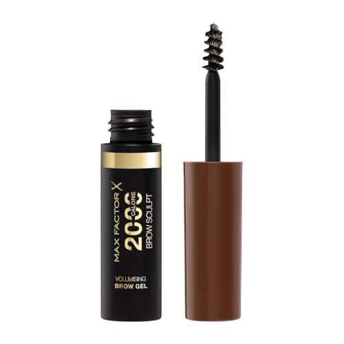 Max Factor 2000 Calorie Gel per sopracciglia, a lunga tenuta, sopracciglia più folte e voluminose, waterproof, non sbava, modella e accentua, 5 tonalità , 004 Black Brown, 4,5 ml