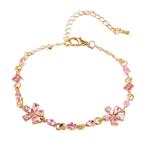 Bracelets en perles de cristal pour femmes avec chaîne de fleurs dorées