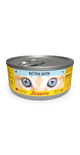JOSERA Nassfutter Kitten Duck (12 x 85 g) | Kitten | Premium Katzenfutter nass für wachsende Katzen | Ente & Kartoffel | mit Lachsöl | getreidefrei | Anti-Haarballen | Alleinfutter | 12er Pack