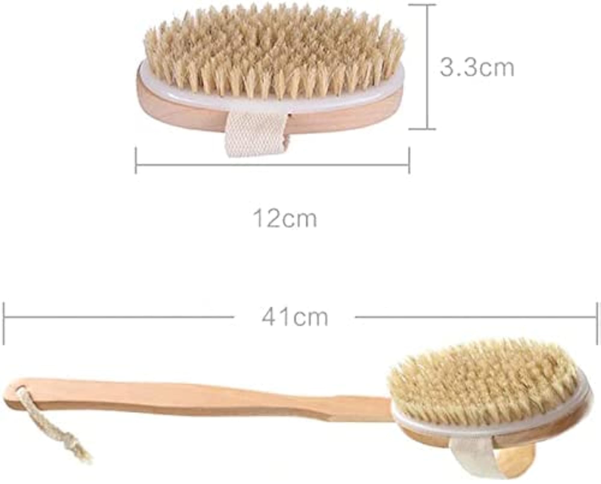 Wooden Bath Brush with Long Detachable Bamboo Handle