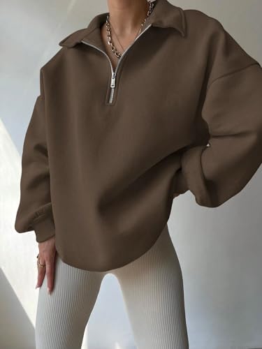 Image of SXV STYLE Half-Zip Pullover Sweatshirt, Oversized Fit