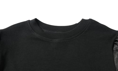 Image of LittleSpring Girls Puff Long Sleeve Shirt with Sheer Mesh Sleeve