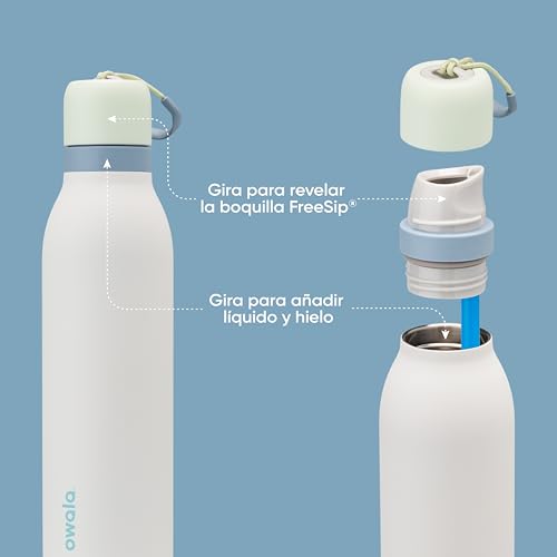 Image of Owala FreeSip Twist Insulated Stainless Steel Water Bottle with Straw for Sports and Travel, BPA-Free, 24-oz, Green /White (Iced Breeze)