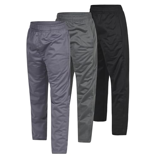 Ultra Performance 3 Pack Boys Athletic Active Sweatpants Tricot Open Bottom Track Pants for Boys
