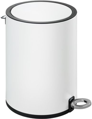 Wenko 22714100 Cosmetic Pedal Bin Monza Easy Close White, Cosmetic Bin, trash can with soft close, capacity 3 L, steel