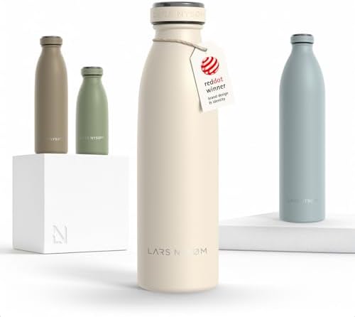 LARS NYSØM Trinkflasche 500ml - Trinkflasche Edelstahl - Thermosflasche | Hält 12h warm und 24h kalt - Auslaufsichere Wasserflasche - Kohlensäure geeignet - Doppelwandig - Für Spor