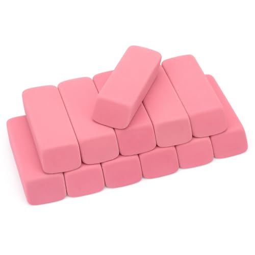 Image of Tamaki Large Erasers, Pink, Pack of 12 | Pencil Erasers for Drawing, Artist Eraser