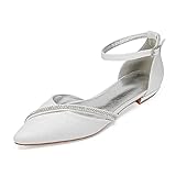 ★Hochzeitsschuhe Brautschuhe Spitz Hochzeitsschuhe Hochzeit Flache Schuhe Abend Party Kleid Ball Schuhe Sandalen