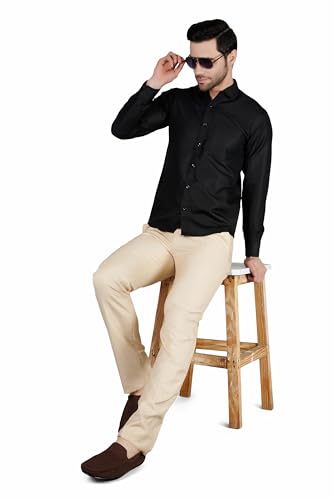 Image of Mens Slim fit Solid Casual Cotton Shirt with Spread Collar and Full Sleeves || Suitable for Office wear