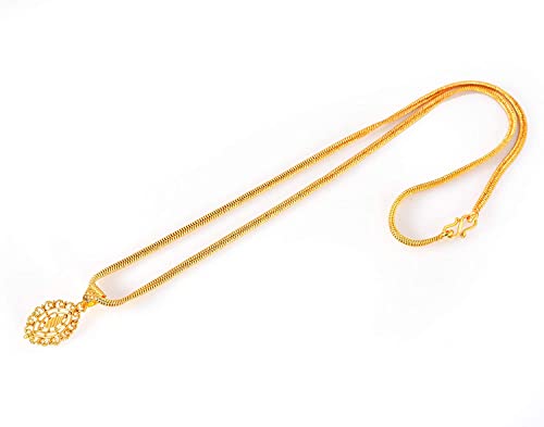 Image of Handicraft Kottage 1gm 22Ct Gold Plated chain with Pendant | latest & Stylish Celebrity Inspired Chain /Necklace /Jewellery Set /Fashion jewellery for Men, Women Boys Girls