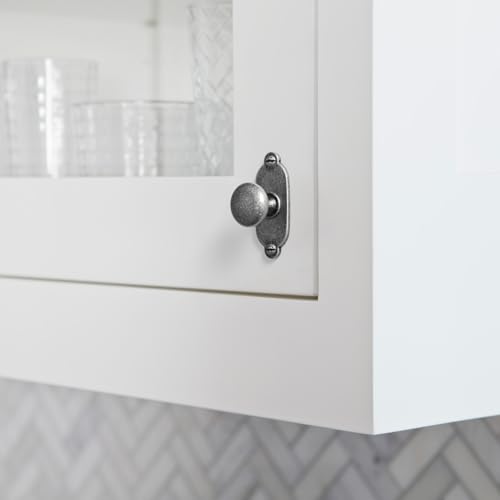 Image of Goo-Ki Weathered Nickel Zinc Alloy Cabinet Large Knob with Backplate - Single Hole Center Cabinet Pull Hardware for Bedroom, Kitchen, 6 Pack（8611-G013）