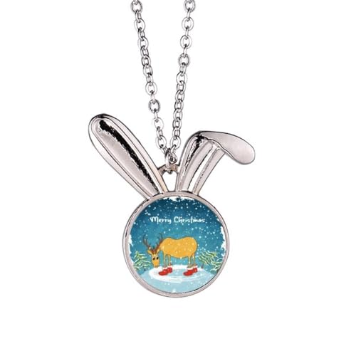 Collier lapin pendentif illustration cerf de Noël bijou fantaisie femme