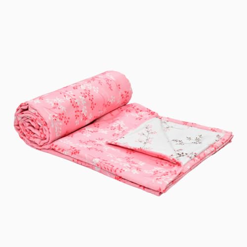 Image of Home Ecstasy 100% Cotton Mulmul Reversible Dohar for Single Bed 210 GSM (56 x 88 inches), Pink